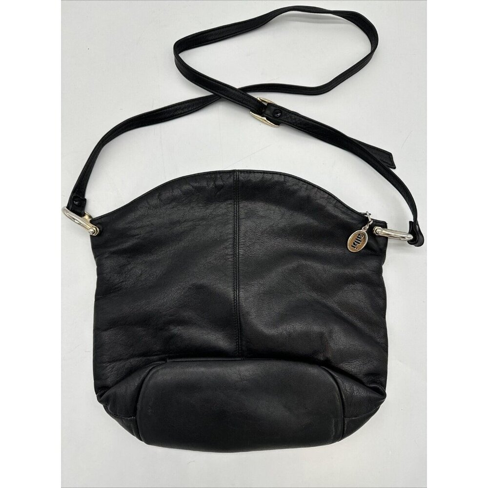 Vintage Albi Black Leather Cross Body Bag Adjustable Strap